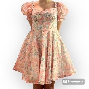Shein Unity Allover Floral Print Puff Sleeved Dress 👗🍑